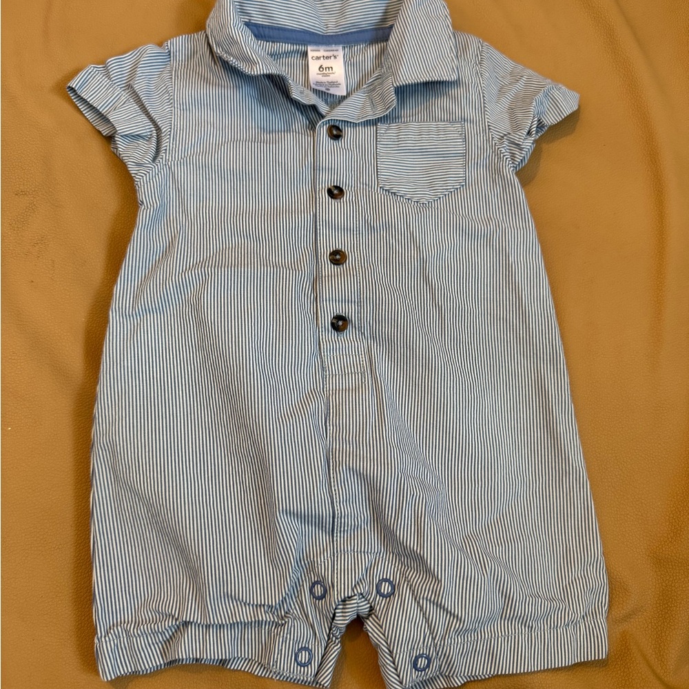 Carter's Blue and White Striped Shirt
